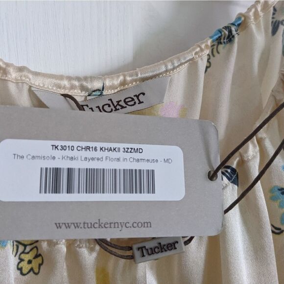 Tucker The Camisole Khaki Layered Floral in Charmeuse Silk Top - Picture 3 of 5